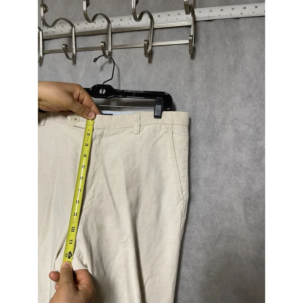 Banana Republic Pants Men's 34X31 Ivory Straight Linen Cotton Coastal Academia